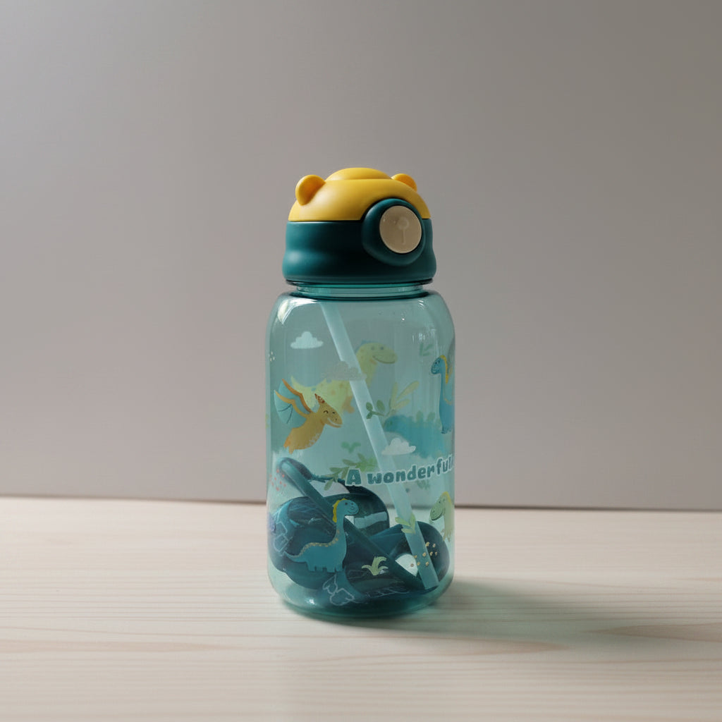 Children's water bottle with sea creature design on a white background